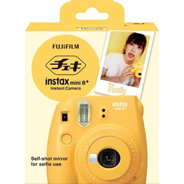 インスタントカメラ チェキ instax mini8+ レンズ・純正ストラップ付スマホ/家電/カメラ