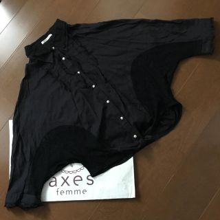 アクシーズファム(axes femme)の【axes femme】ドルマンシャツブラウス M黒色 ゆるかわ 5〜6分袖(シャツ/ブラウス(半袖/袖なし))