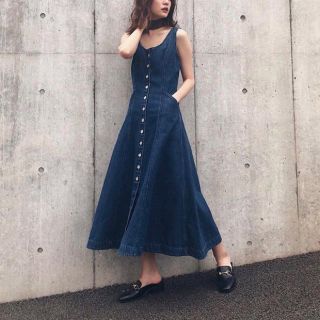 マウジー(moussy)の新作完売♡MOUSSY BUTTON UP DENIM ドレス♡デニムワンピース(ロングワンピース/マキシワンピース)