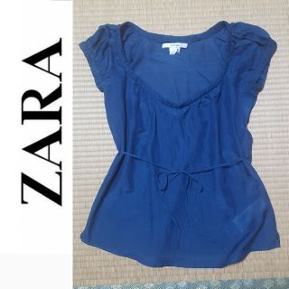 ザラ(ZARA)の美品★M★ZARA シルク混半袖トップス ブラウス Tシャツ タンクトップ(Tシャツ(半袖/袖なし))