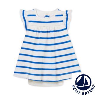 プチバトー(PETIT BATEAU)の【新品】プチバトー  18m 2×2マリニエールボディドレス(ワンピース)