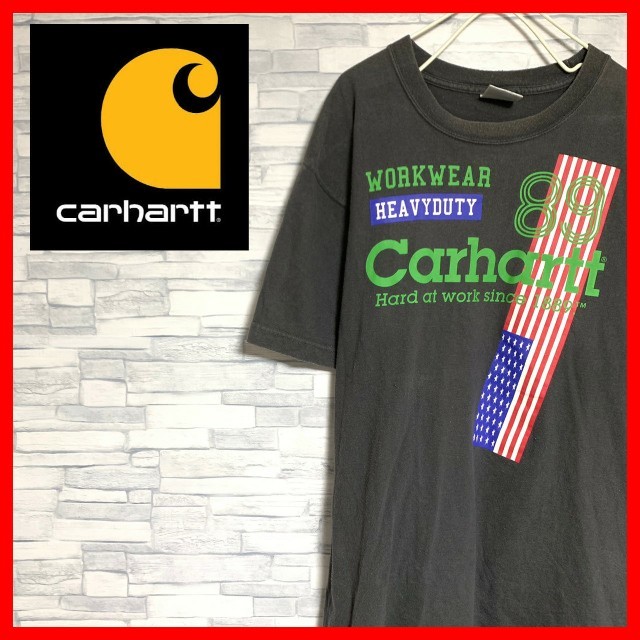 carhartt(カーハート)の★激レア★ 90s Carhartt カーハート ビッグロゴ Tシャツ 星条旗 メンズのトップス(Tシャツ/カットソー(半袖/袖なし))の商品写真