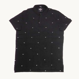 ホリスター(Hollister)の★新品★ホリスター★スタープリント鹿の子ポロシャツ (Black/XL)(ポロシャツ)