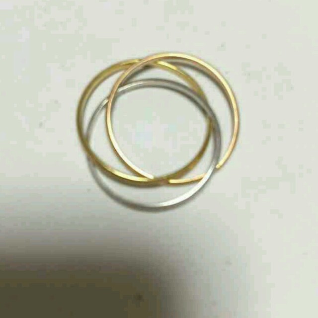ゴールドシルバーカラー三連リング レディースのアクセサリー(リング(指輪))の商品写真