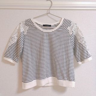 ページボーイ(PAGEBOY)のページボーイ pageboy ボーダー トップス 肩レース(カットソー(半袖/袖なし))