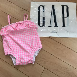 ベビーギャップ(babyGAP)の値下げ！新品★ 80cm gap 水着 ワンピース ギンガムチェック ピンク(水着)