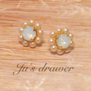 ▷ホワイトオパール×パール◁(ピアス)