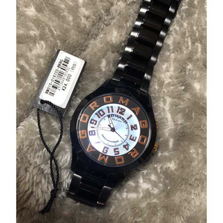 【新品】Romago ホワイト ロゴ 腕時計 黒 メンズ レディース モニター (腕時計(デジタル))