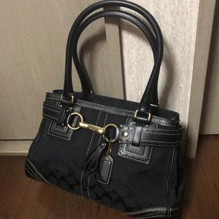 コーチ(COACH)の美品☆黒 シグネチャー  ハンド バック COACH(ハンドバッグ)