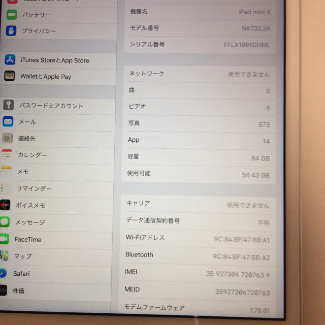 iPad mini4 64GB 2018年7月製造