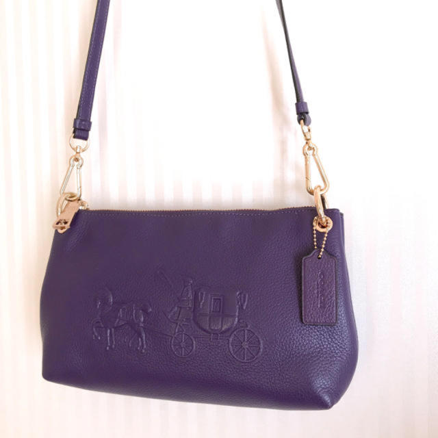 専用【美品】COACH♡2wayショルダーバッグ♡パープル♡レザー♡馬車♡