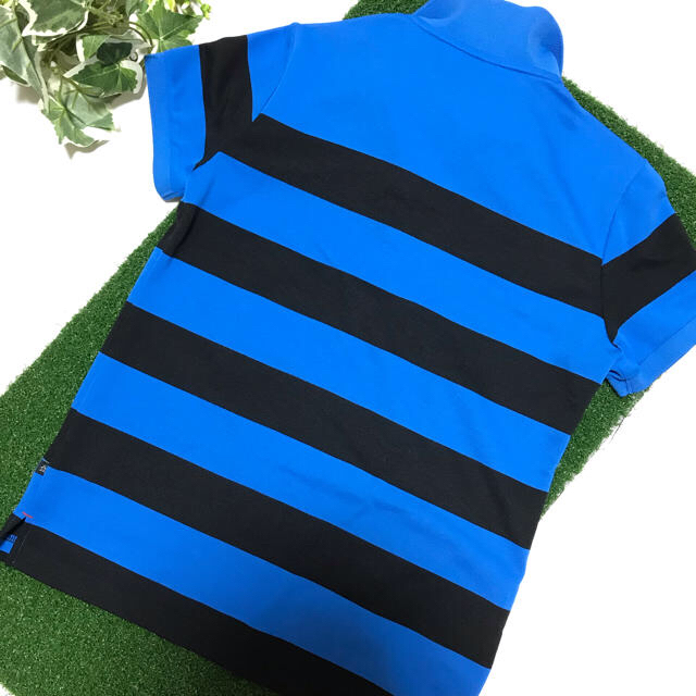 Munsingwear(マンシングウェア)の未使用 マンシングウェア レディース 半袖 ポロシャツ ブルー ボーダー スポーツ/アウトドアのゴルフ(ウエア)の商品写真