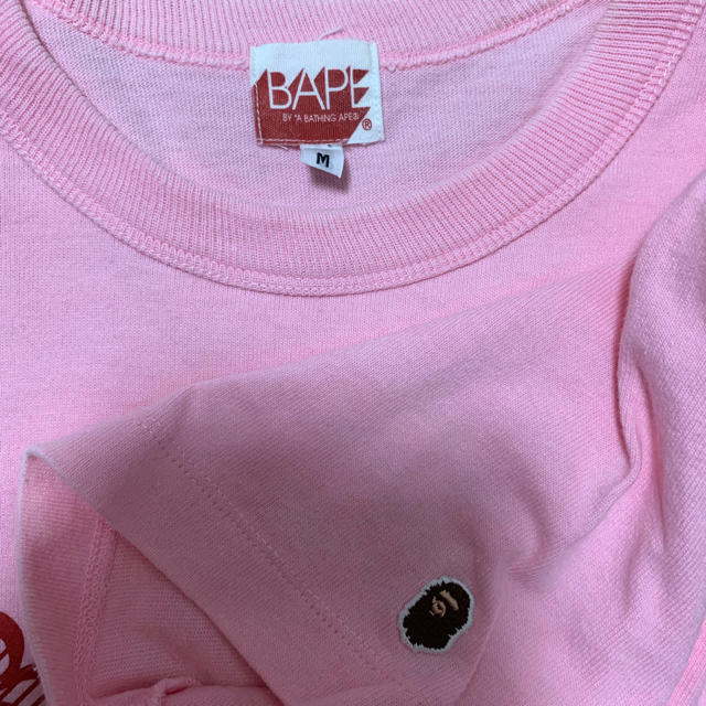 A BATHING APE(アベイシングエイプ)の激安Mサイズ！ BAPE猿顔ヘビーTシャツ ピンク メンズのトップス(Tシャツ/カットソー(半袖/袖なし))の商品写真