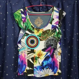 デシグアル(DESIGUAL)の入手困難★Desigual　フリルショルダー ボタニカル Tシャツ カットソー★(Tシャツ(半袖/袖なし))