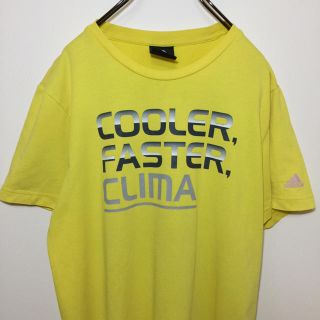 アディダス(adidas)のadidas アディダス 半袖 Tシャツ イエロー L ビッグ プリント 古着(Tシャツ/カットソー(半袖/袖なし))