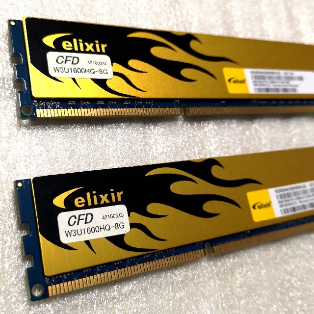 PCパーツelixir　DDR3 8g×2枚　W3U1600HQ