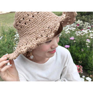 フラワー(flower)のflower scallop lace hat(麦わら帽子/ストローハット)