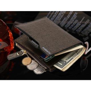 新品 二つ折り財布 PUレザー カードケース 定期 黒金系 小型軽量(折り財布)