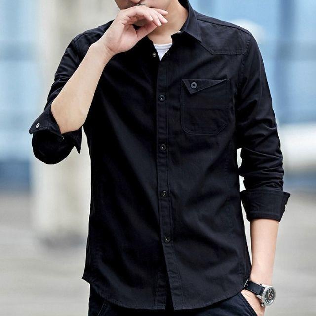 メンズ シャツ カッターシャツ Yシャツ カジュアル シンプル 黒の通販 By 格安ファッション ラクマ