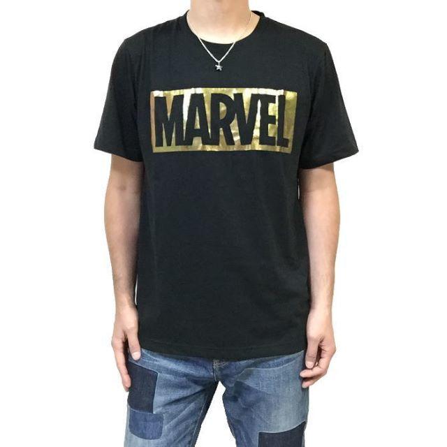 MARVEL(マーベル)の新品　MARVEL　マーベル　ボックス　ロゴ　Ｔシャツ　ゴールド　Ｌ メンズのトップス(Tシャツ/カットソー(半袖/袖なし))の商品写真