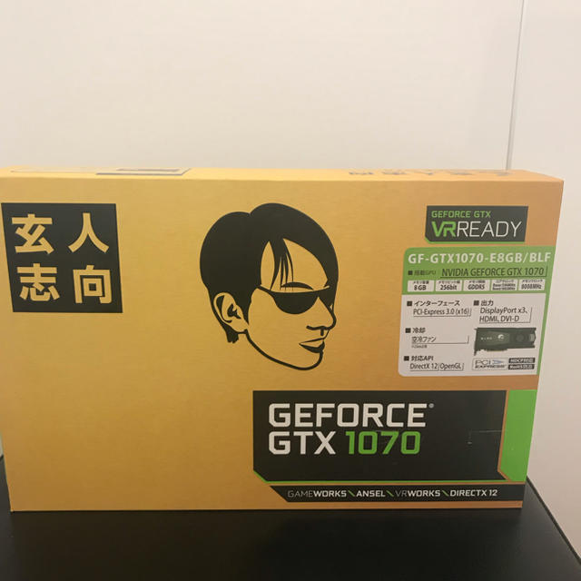 玄人志向 GTX1070 GF-GTX1070-E8GB/BLF