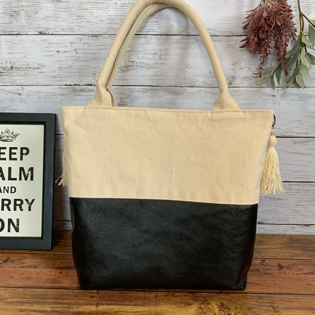 Handmade♡トートバッグ ジュート生地 フリンジ - トートバッグ Handmade♡トートバッグ ジュート生地 フリンジ - トートバッグ