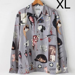 ワコマリア(WACKO MARIA)の希少 XL wackomaria お化け柄 長袖 アロハシャツ グレー(シャツ)