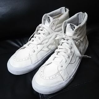 ヴァンズ(VANS)の
名作希少US企画!VANSスケートハイ牛革レザースニーカー人気白黒！28.5(スニーカー)