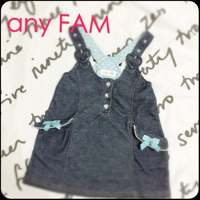 anyFAM(エニィファム)のジャンバースカート ストレッチ 90 キッズ/ベビー/マタニティのキッズ服女の子用(90cm~)(ワンピース)の商品写真