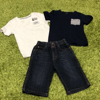 グローバルワーク(GLOBAL WORK)の120センチ 男女兼用  Tシャツ2枚&デニム短パン(Tシャツ/カットソー)