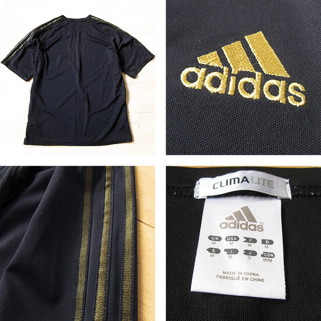 adidas(アディダス)の美品 Oサイズ アディダス メンズ 半袖Tシャツ ブラック×ゴールド メンズのトップス(Tシャツ/カットソー(半袖/袖なし))の商品写真