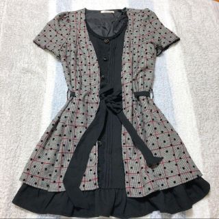 アクシーズファム(axes femme)の♡試着のみ♡アクシーズ  重ね着風チェックワンピース Mサイズ(ミニワンピース)