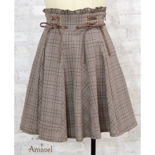 Amavel(アマベル)のAmavel Wレースアップフレアスカート レディースのスカート(ミニスカート)の商品写真