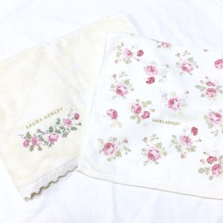 ローラアシュレイ(LAURA ASHLEY)の新品 セット ローラアシュレイ バスタオル フェイスタオル ピンク ローズ 花柄(タオル/バス用品)