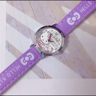 ☆キティーちゃん☆  キッズ腕時計 紫色 即購入OK(腕時計)
