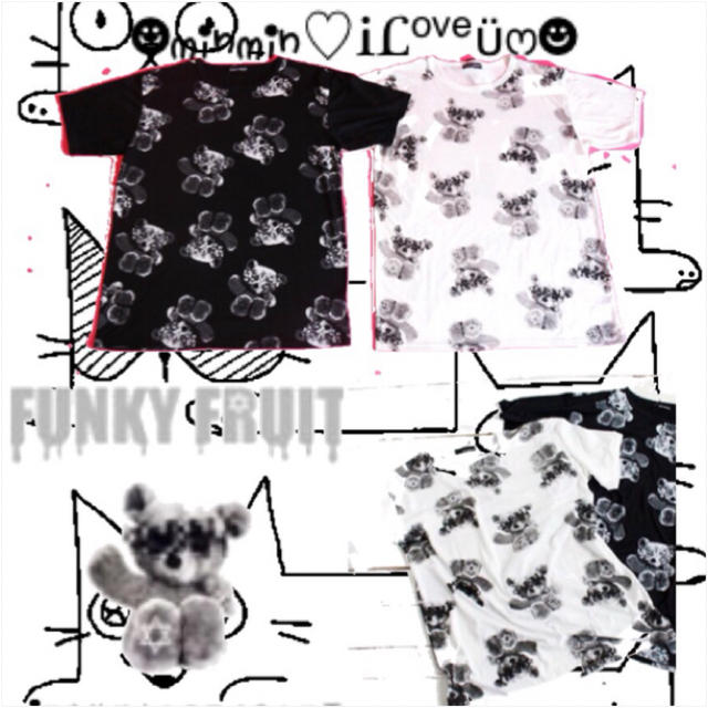 FUNKY FRUIT(ファンキーフルーツ)の【Drug】モザイクテディベア半袖ビックTシャツ レディースのトップス(Tシャツ(半袖/袖なし))の商品写真