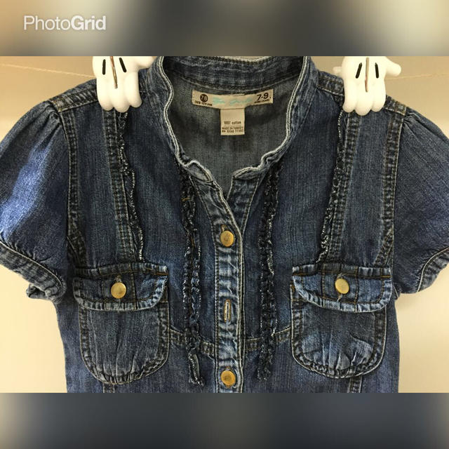 ZARA KIDS(ザラキッズ)のZARAデニムフリル半袖ワンピ130 キッズ/ベビー/マタニティのキッズ服女の子用(90cm~)(ワンピース)の商品写真