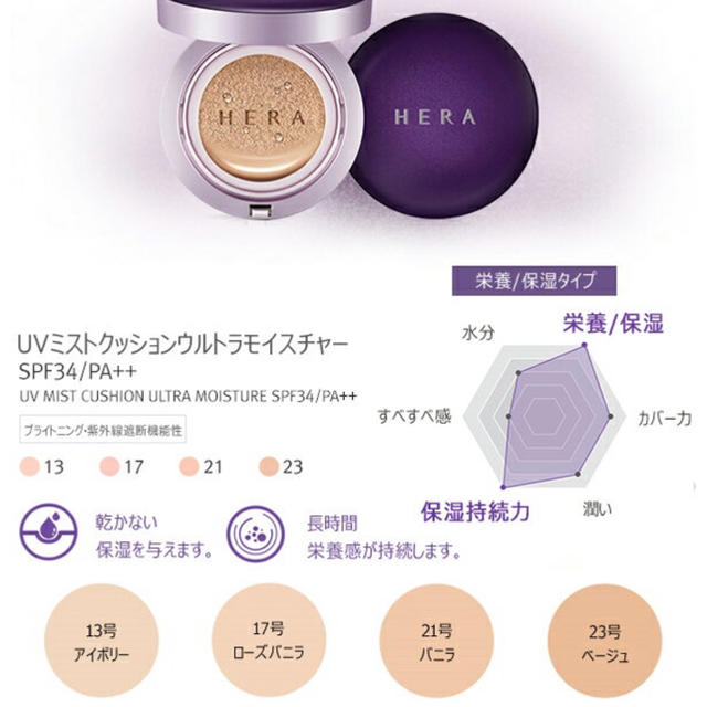 HERA UV クッションミスト ウルトラ モイスチャーUV コスメ/美容のベースメイク/化粧品(ファンデーション)の商品写真