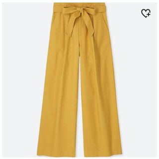 UNIQLO ベルテッドリネンコットンワイドパンツ XL・標準丈68㎝(カジュアルパンツ)