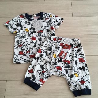 スヌーピー(SNOOPY)のSNOOPY 総柄 Tシャツ パンツセット 90cm(Tシャツ/カットソー)