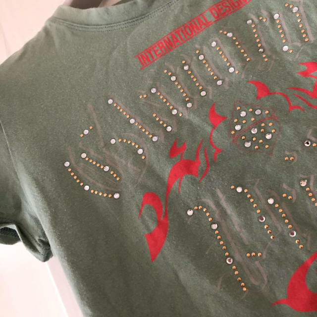 PRIDE(プライド)のプライド Tシャツ スパンコール スタッズ グリーン レディースのトップス(Tシャツ(半袖/袖なし))の商品写真
