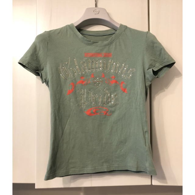 PRIDE(プライド)のプライド Tシャツ スパンコール スタッズ グリーン レディースのトップス(Tシャツ(半袖/袖なし))の商品写真