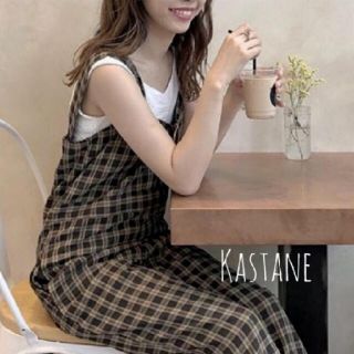 カスタネ(Kastane)のチェック袖リボンオールインワン(オールインワン)