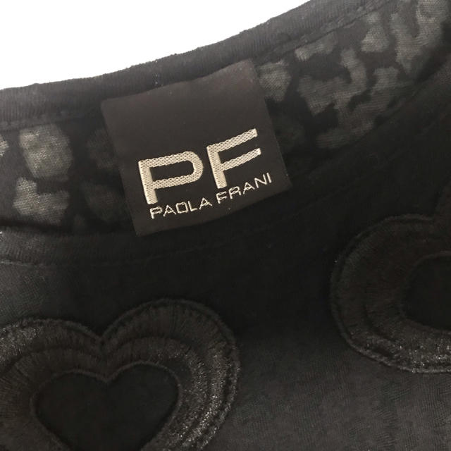 PAOLA FRANI(パオラフラーニ)の★確認画像★ 美品 パオラフラーニ PF ワンピース ハート ギャザー ブラック レディースのワンピース(ひざ丈ワンピース)の商品写真