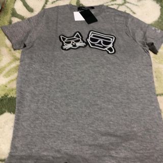 カールラガーフェルド(Karl Lagerfeld)の綿85・カールラガーフェルド・グレーTシャツ・38サイズ(Tシャツ(半袖/袖なし))