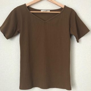 マウジー(moussy)のmoussy リブトップス ブラウン(カットソー(半袖/袖なし))