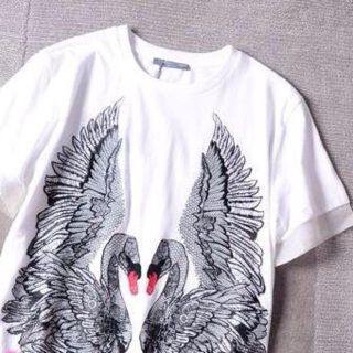 アレキサンダーマックイーン(Alexander McQueen)のレーススワンTシャツ(Tシャツ(半袖/袖なし))