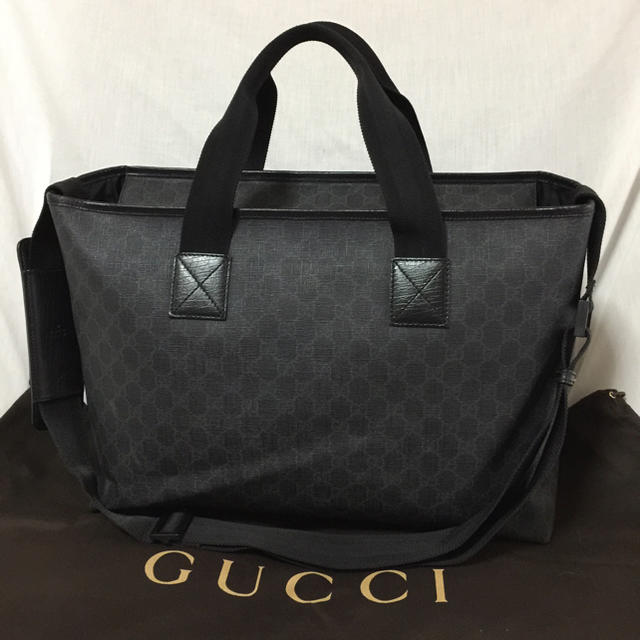 Gucci(グッチ)の本物 正規品 GUCCI グッチ メンズ 2way トートバッグ 黒 GGプラス メンズのバッグ(トートバッグ)の商品写真