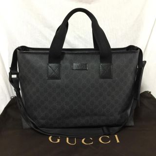 グッチ(Gucci)の本物 正規品 GUCCI グッチ メンズ 2way トートバッグ 黒 GGプラス(トートバッグ)