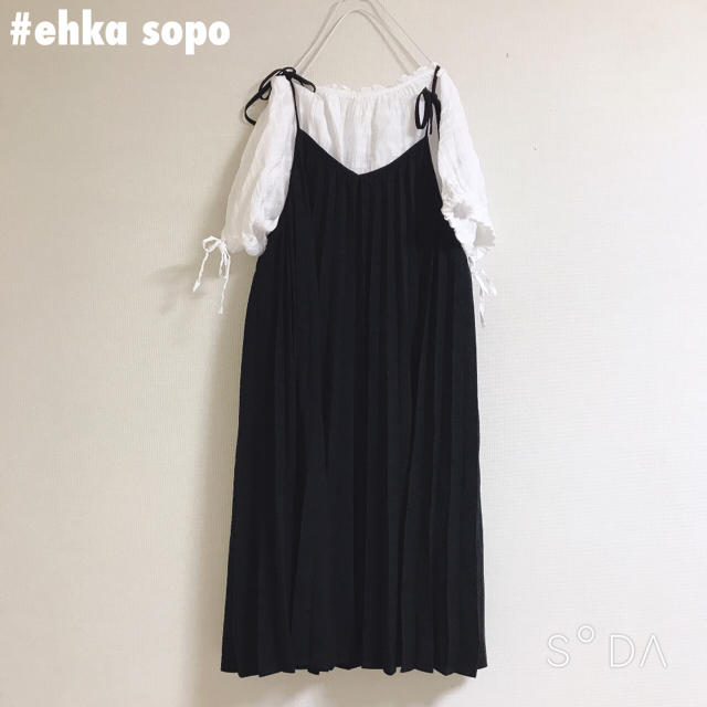 ehka sopo(エヘカソポ)の【SALE】ehka sopo 肩リボンワンピース⚮̈⚘﻿ レディースのワンピース(ひざ丈ワンピース)の商品写真